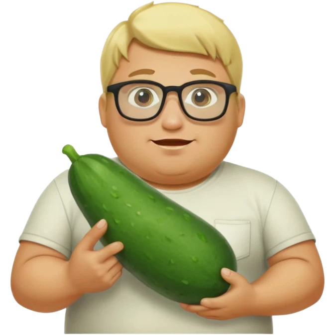 make a cucumber gamer, blonde and fat, male. show cucumbers emoji