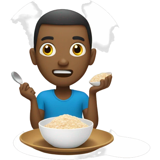 hungry person eating oatmeal emoji