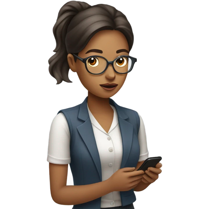 coach woman smartphone showing charts emoji