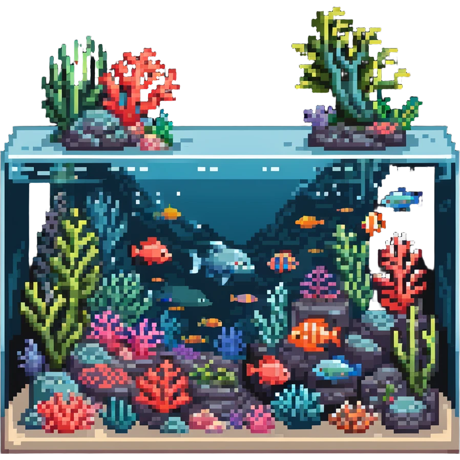 aquarium with coral and sea creatures emoji