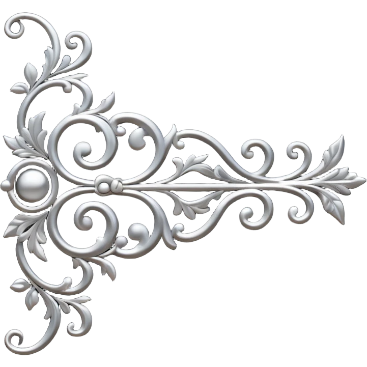 Black and silver filigree page divider, 3D, extremely detailed design emoji
