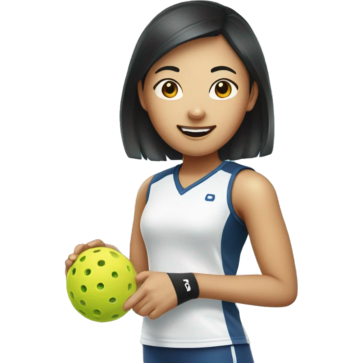 Asian girl is playing pickleball emoji