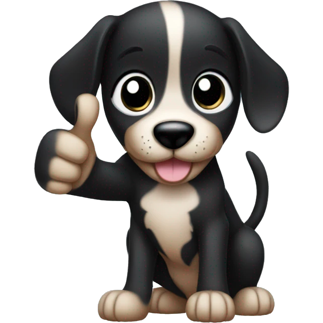black puppy giving thumbs up emoji
