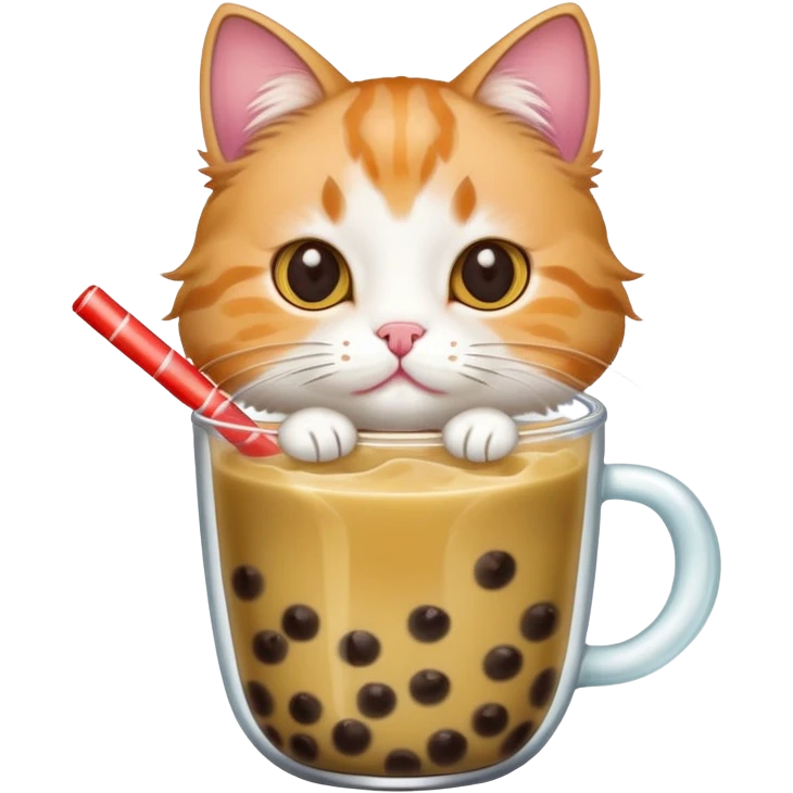 Cat drinking boba emoji
