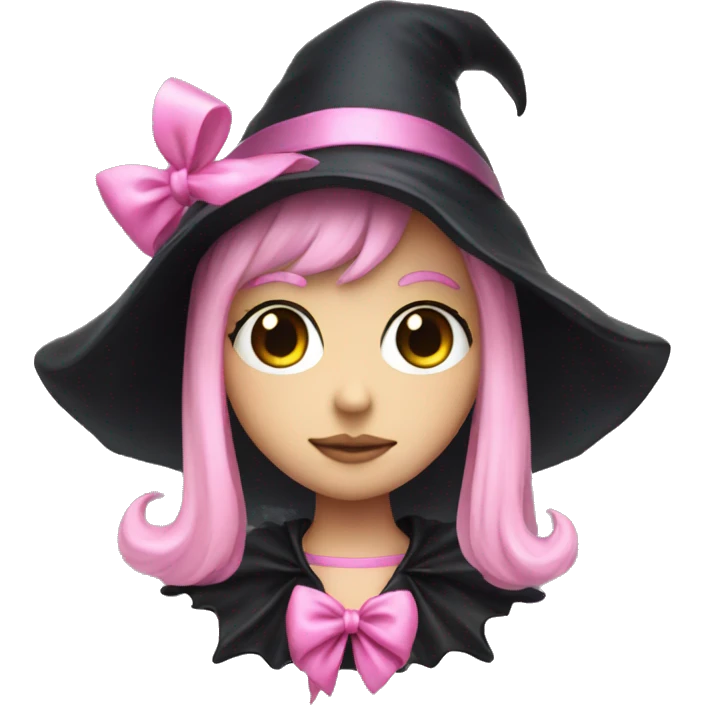 black heart witch chain and pink bow emoji