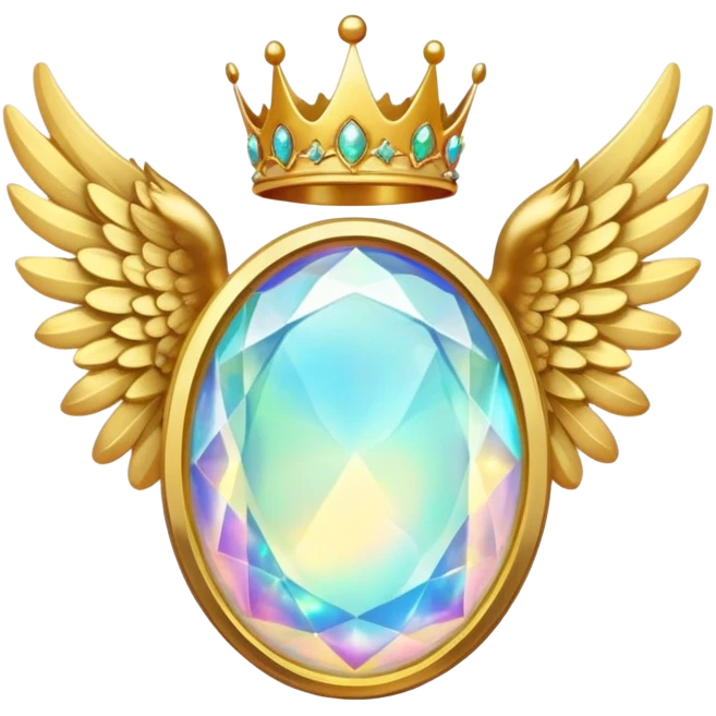 Big opal  gemstone award-in-frame-decorated-with-big-golden-angel--wings and crown emoji