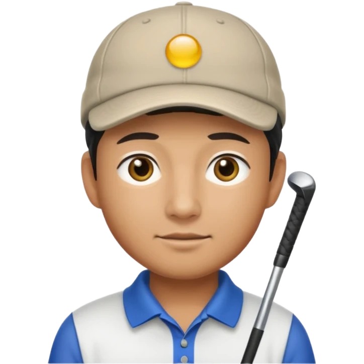 Asian male golfer upper body wearing a cap emoji