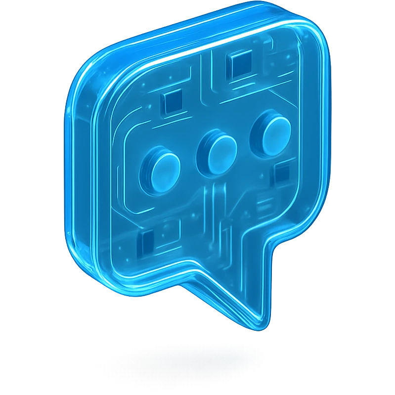 SMS icon, modern and tech-inspired, glossy circuit style, transparent background emoji
