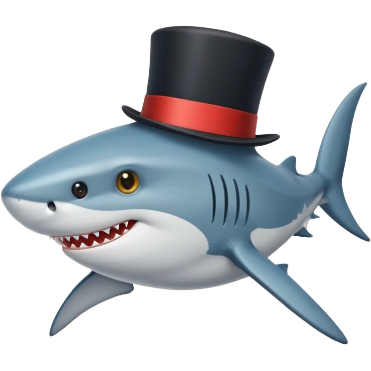 Shark with a top hat emoji