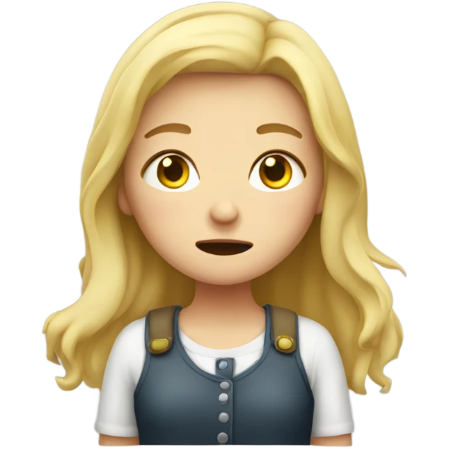 Blonde German girl with stomach ache emoji