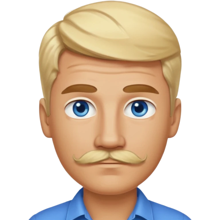 normal emoji 👨🏼 guy with blond hair, mustache, and blue eyes. No shoulders or neck. Just head. Hair a little mussed and stylish emoji