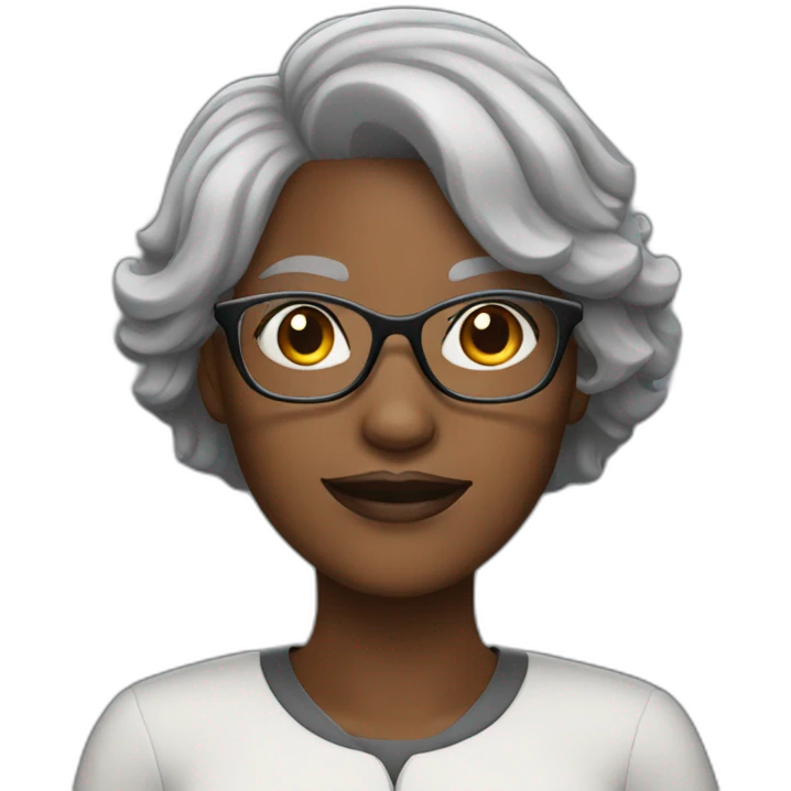 Black woman with grey hair and glasses emoji
