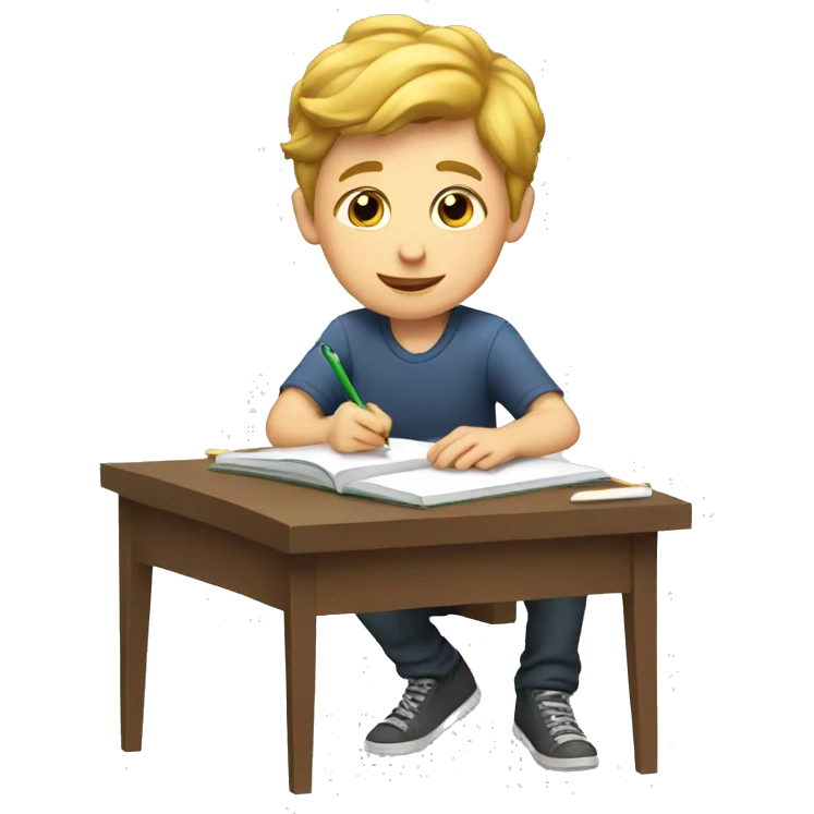 white kid doing homework  emoji