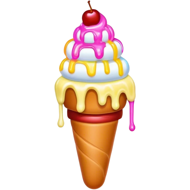 Melting neon ice cream hot dog sundae emoji