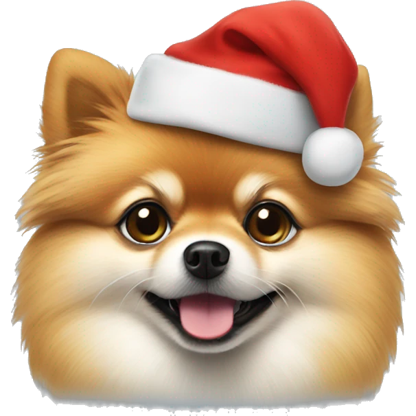 Pomeranian wearing a Christmas hat  emoji