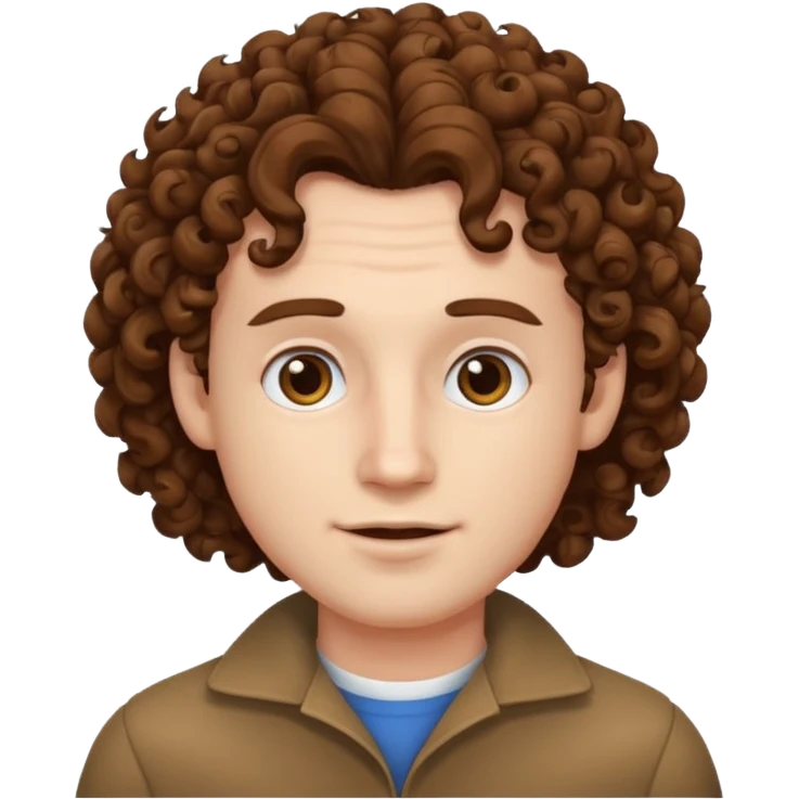 a man adult, white skin, curly hair emoji
