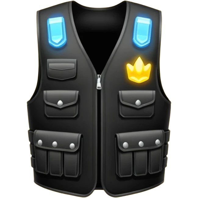 all-black bulletproof vest with a glowing outline and sparkles emoji