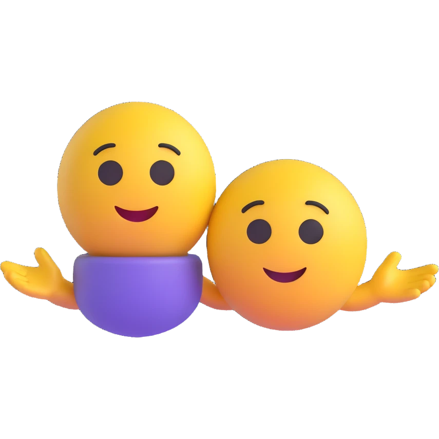 Combine these two characters as a couple, standing together in a friendly pose, keeping their original 3D Microsoft fluent emoji style, with no background. emoji