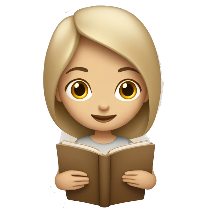 Girl reading a book. In beige tones  emoji
