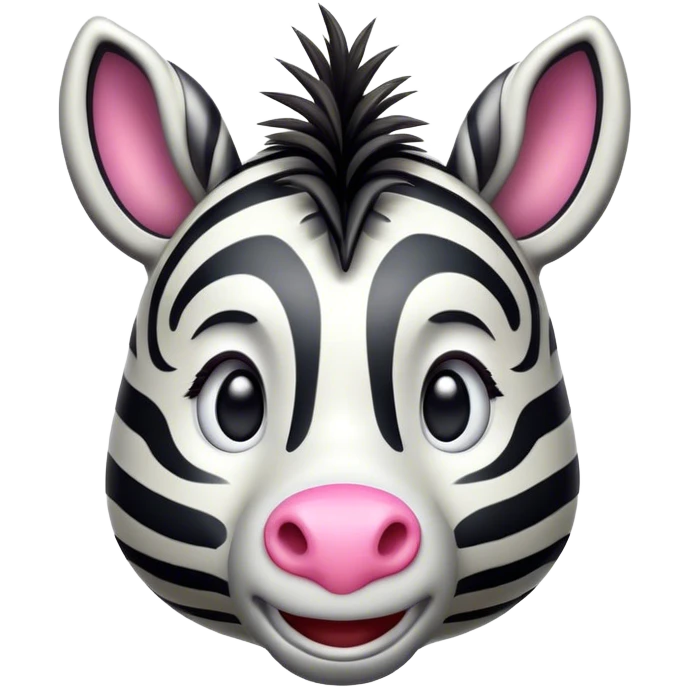 Cinematic Comical Zebra Portrait Emoji, Head tilted dramatically with an exaggeratedly amused expression, featuring a striking, glossy striped Fur with bold contrasts and wide, expressive eyes filled with playful disbelief, Simplified yet hilariously expressive features, highly detailed, glowing with a slightly sassy glow, high shine, dramatic yet playful, stylized with an air of cheeky savannah mischief, bright and endearing, soft glowing outline, capturing the essence of a spirited and over-the-top zebra, so meme-worthy it feels like it could prance its way into internet fame instantly! emoji