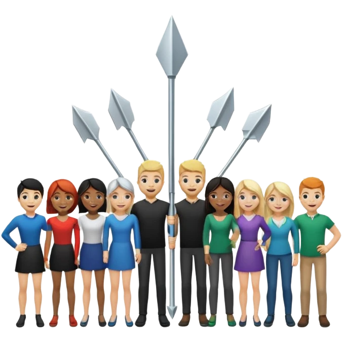 arrow going from one figure to a group of people emoji