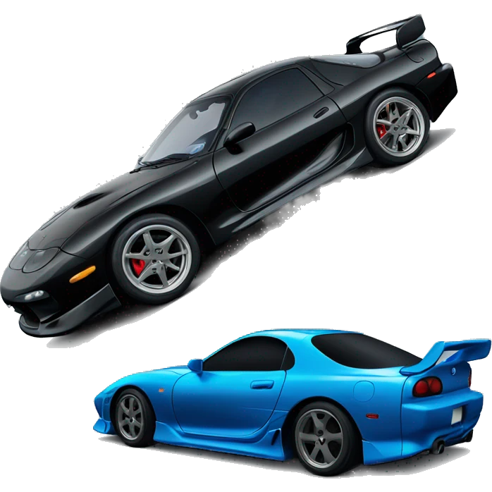 black rx7 and blue supra emoji