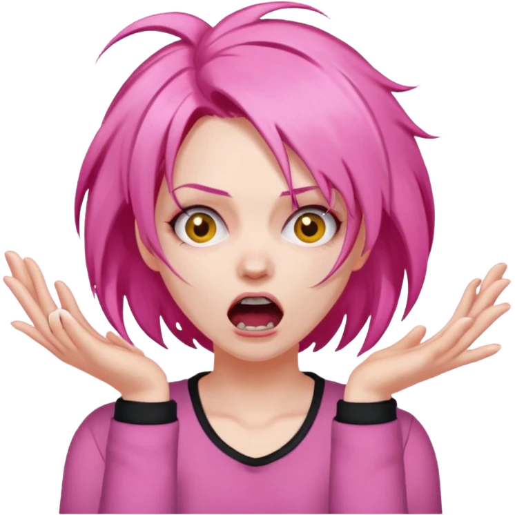 Manic ripping hair out female pink emoji