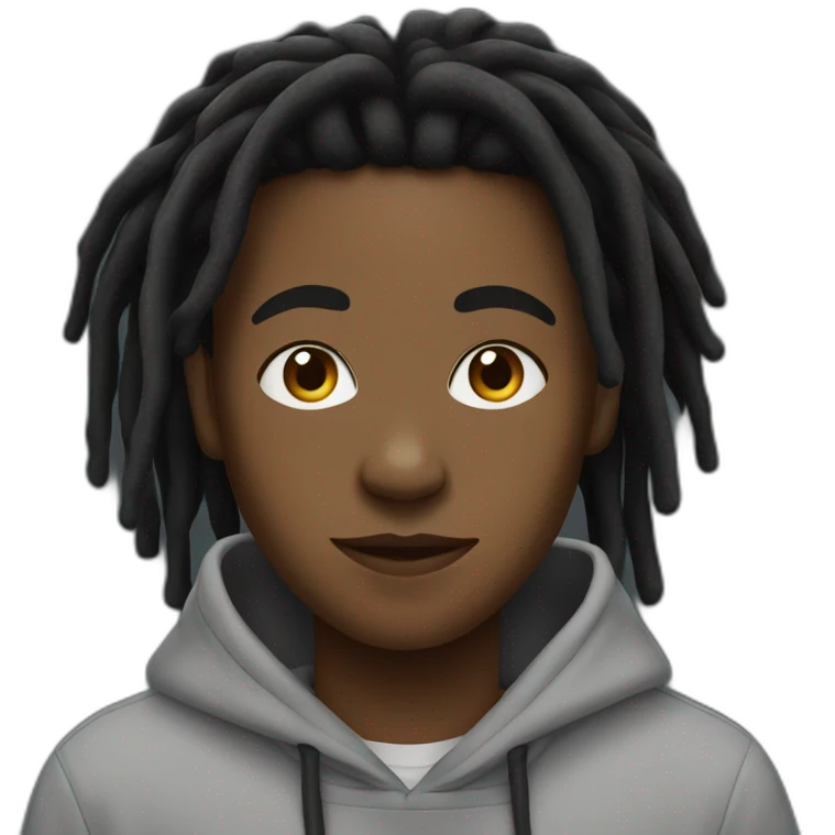 black teenager boy with black locs wearing a hoodie emoji