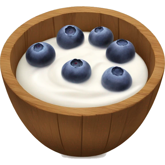 Yogurt with blueberries inside a wooden bolw emoji