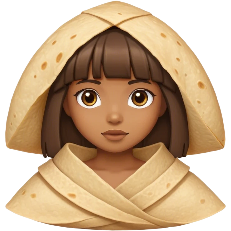 Tan girl with bangs wrapped in tortilla  emoji