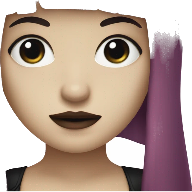 gothic Woman  that has white skin and Long Dark red hair and fringe bangs emoji