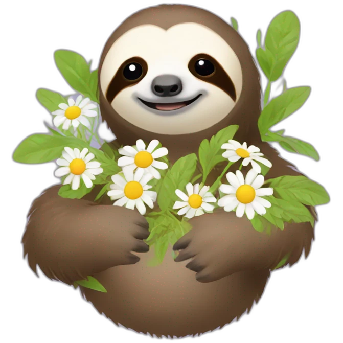 sloth with chamomile emoji