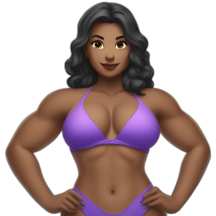 Slim-thicc Caucasian woman bikini superhero pose (beach body) emoji