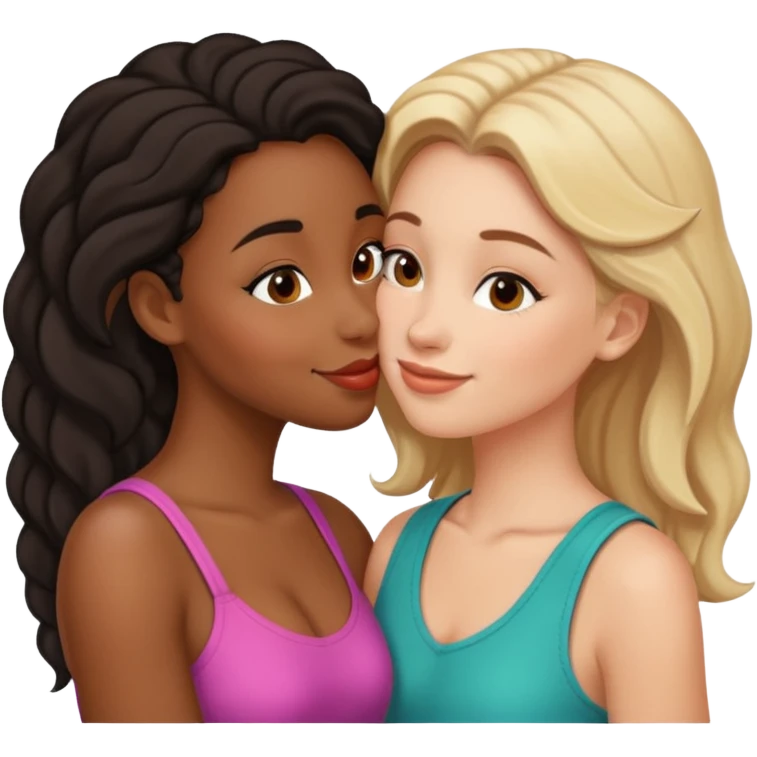 black girl white girl kissing emoji
