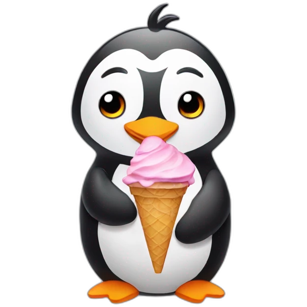 Pinguin with ice cream emoji