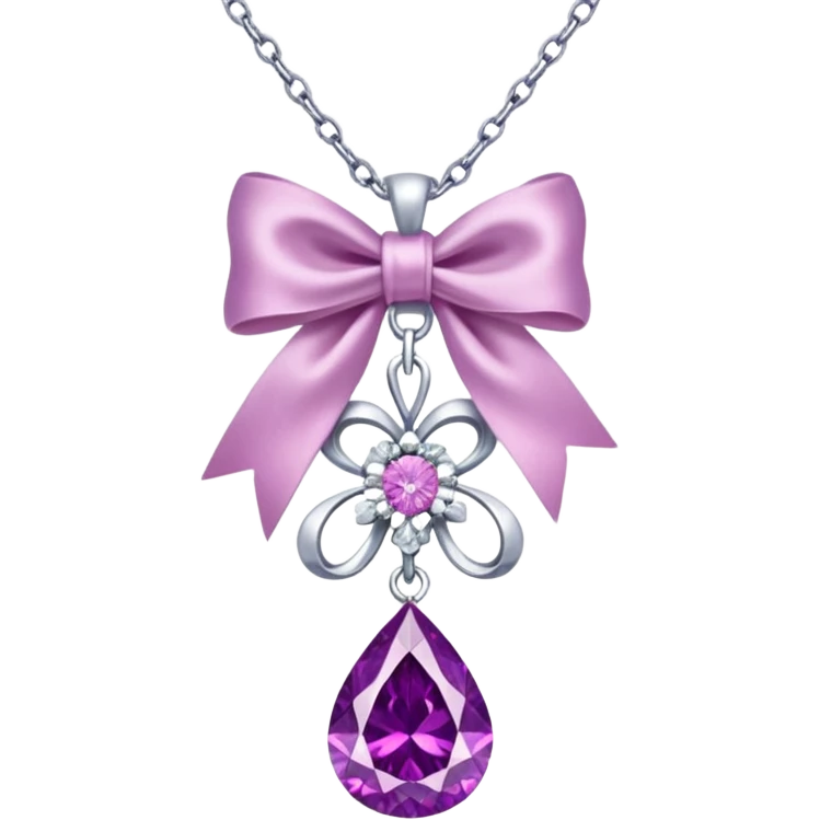 purple diamond necklace with a pink bow emoji