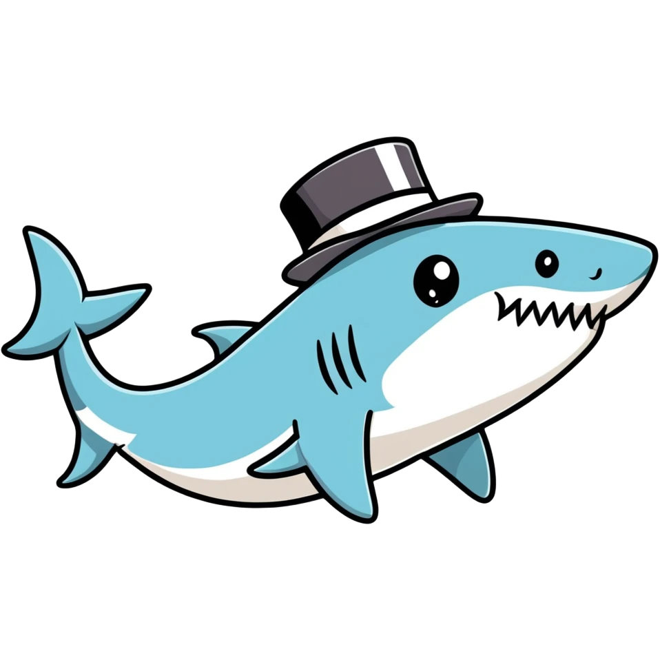 Shark with a top hat emoji