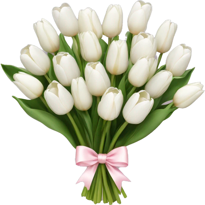 White tulips bouquet with light pink bow  emoji