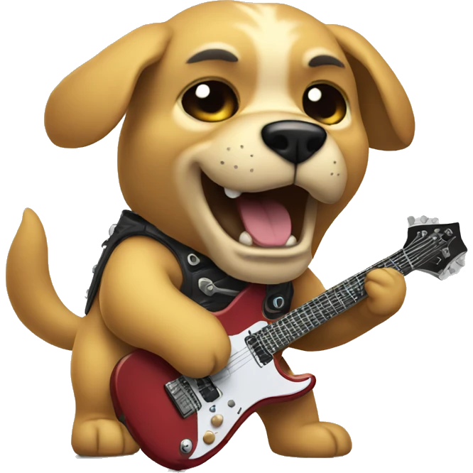 Heavy metal dog playing electric guitar emoji