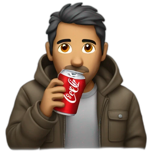 hispanic homeless man drinking coke emoji
