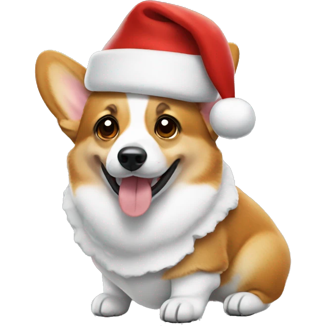 Corgi wearing a Santa hat emoji