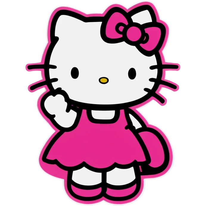Hello kitty waving pink emoji