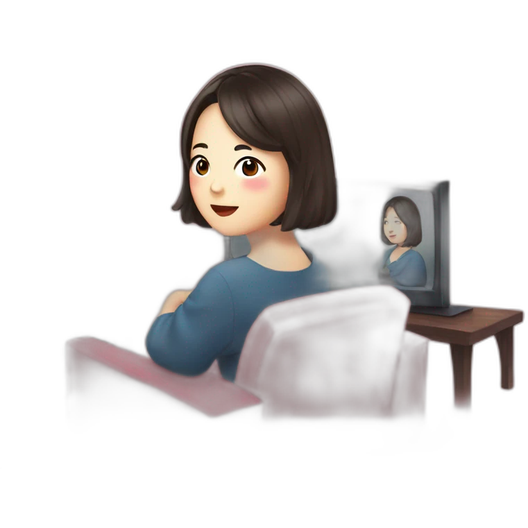 Kim Min-jeong watching romantic television emoji