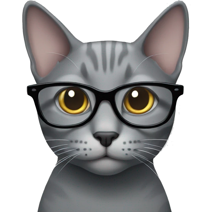 grey cat with nerd glasses emoji