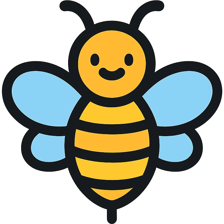 cute bee bee icon with color outline emoji