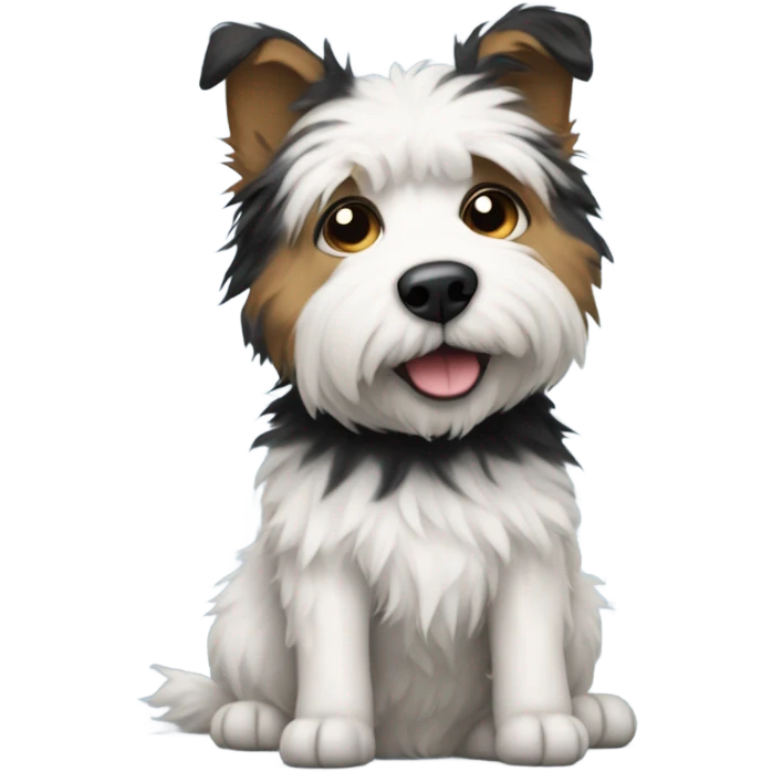 Scruffy white and black short haired dog emoji