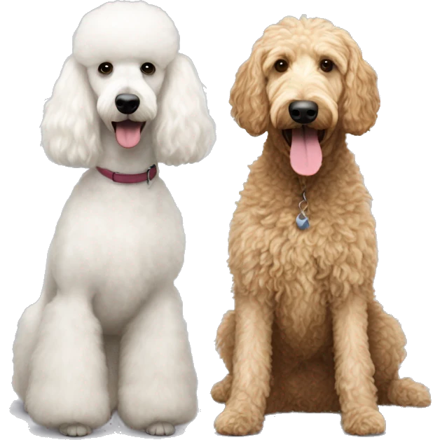 small white poodle and standard large goldendoodle emoji