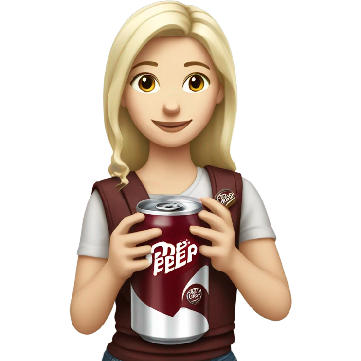white blond girl with a dr pepper emoji