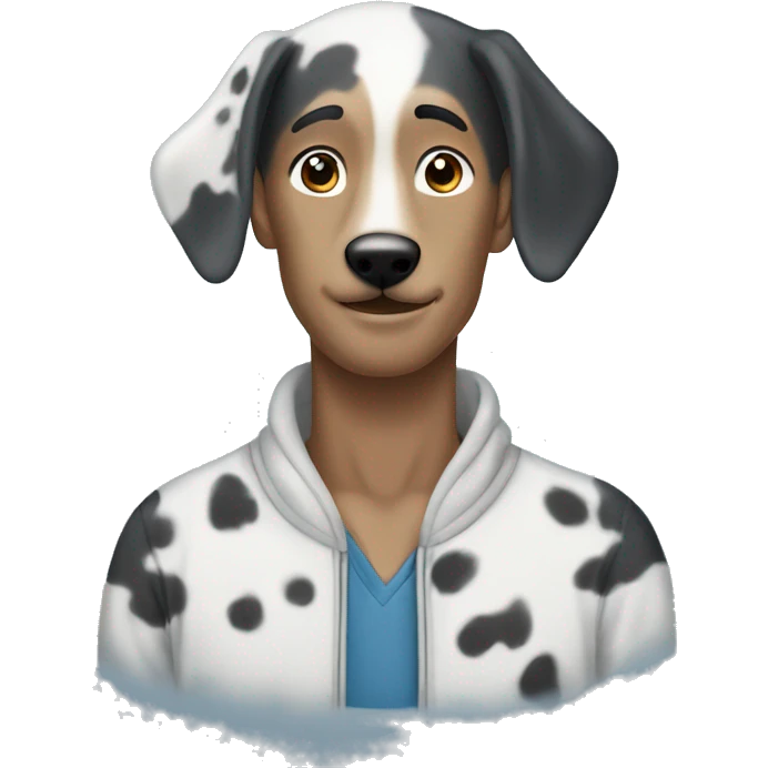 Asian man with blue Merle great dane emoji