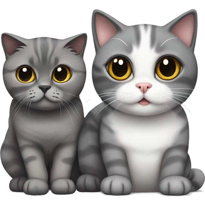 grey scottish fold cat with a black cat emoji